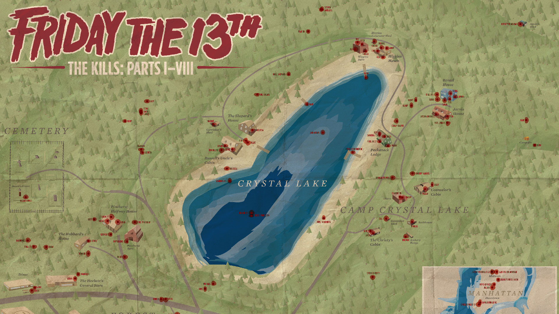 Friday the 13th kills map